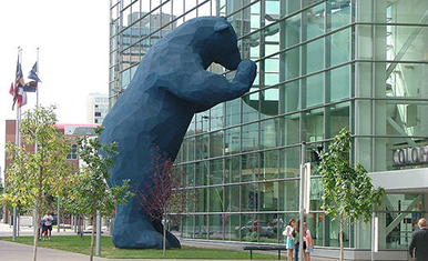 big blue bear sculpture
