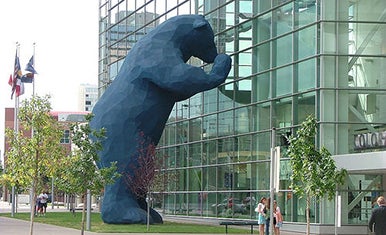 big blue bear sculpture