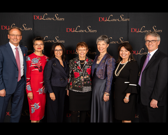 2018 DU Law Stars honorees with Dean Smith and Chancellor Chopp