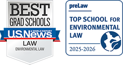 US News and World Report and preLaw badges for Environmental Law