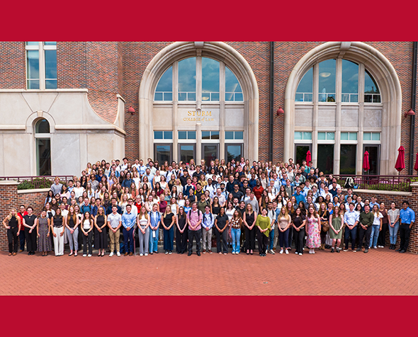 2025 incoming class group photo in front of law school