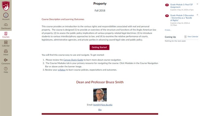 course landing page