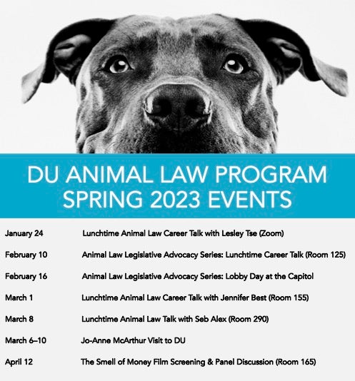 Animal Law Program Spring 2023 Event Flyer
