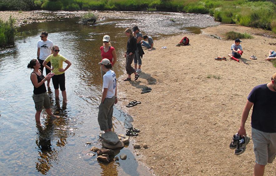 Environmental Law Clinic students working outside the classroom