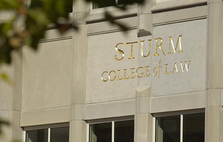 Sturm College of Law sign