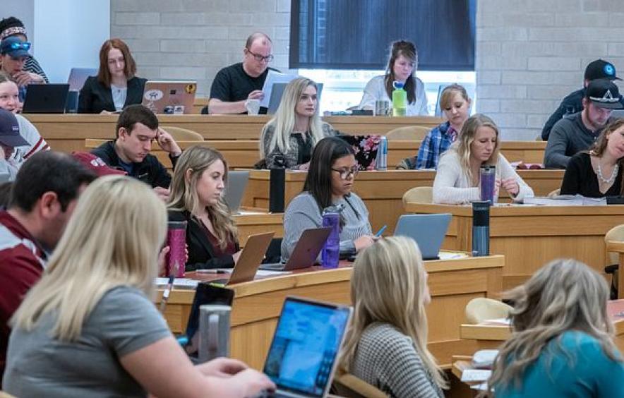 Students in law school classroom