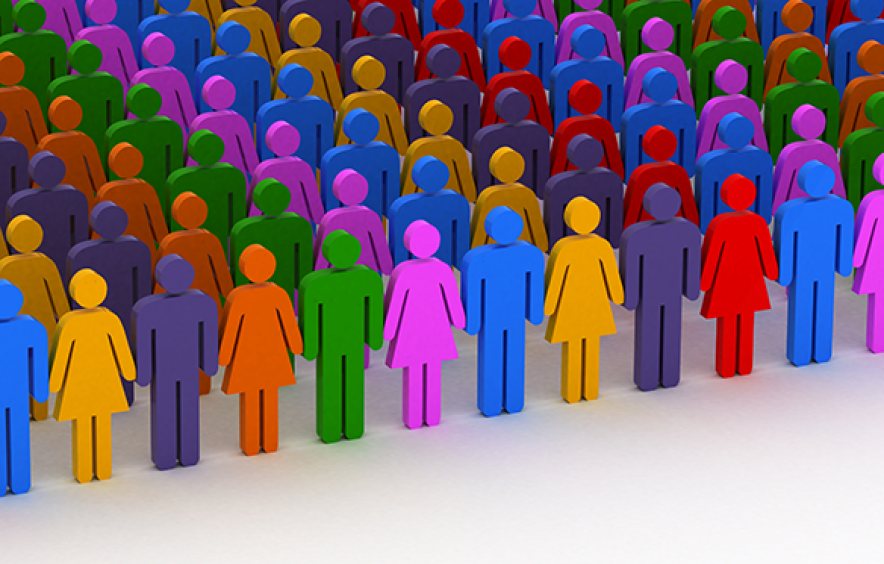 graphic of multi-colored cutouts of human-shaped figures