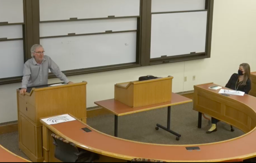 Picture of speaker giving talk