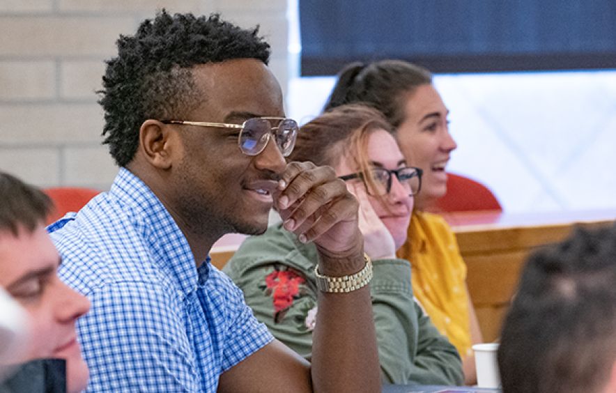 students seated in law classroom