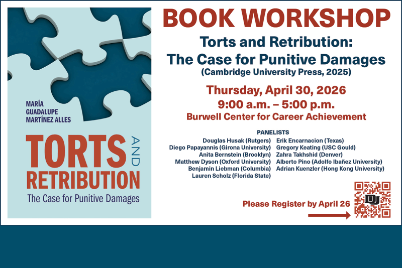 Book Workshop on "Torts and Retribution: The Case for Punitive Damages"