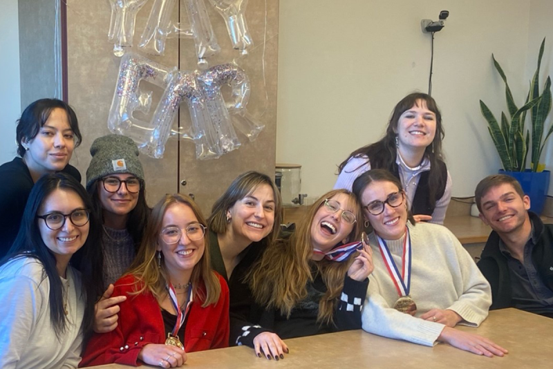 CRC students seated at table celebrating
