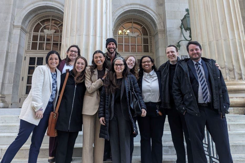 Civil Rights Clinic group photo on steps of courthouse