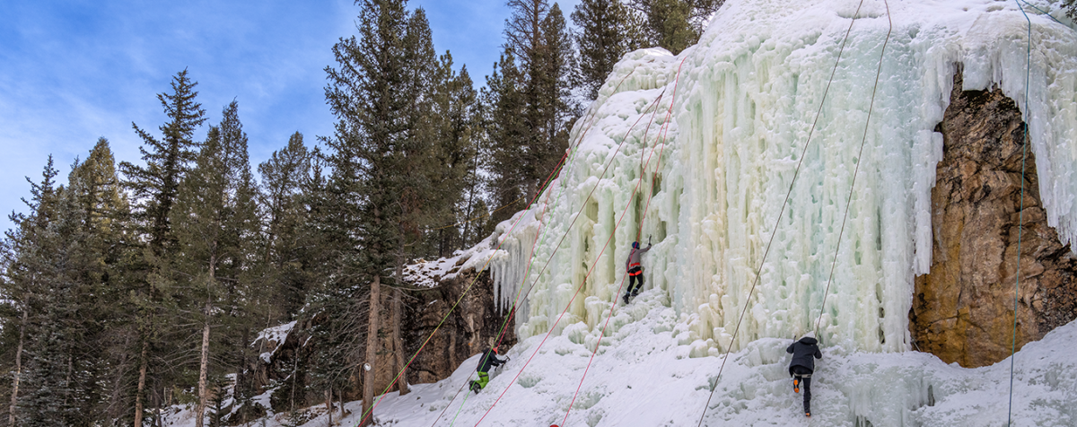 photo of ice climbing