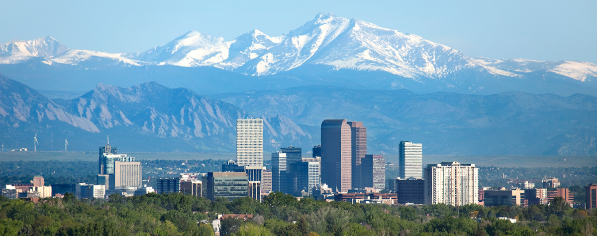 Denver skyline with mountains