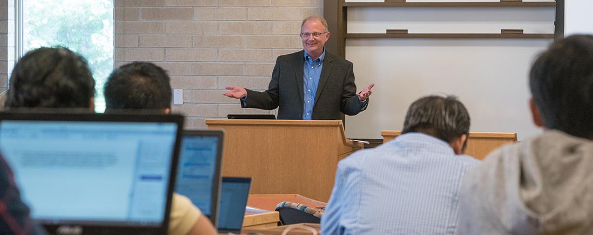 Tax professor in classroom